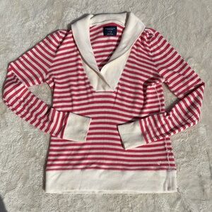 61 American Eagle Pink & White Striped Cotton Top Size XL | Varsity Vibes Preppy